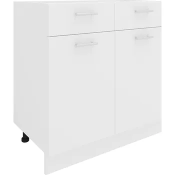 Kuchyňská skříňka VCM Dolní kuchyňská skříňka Esilo, 80 cm, 2 dvířka a 2 zásuvky, bílá 478754