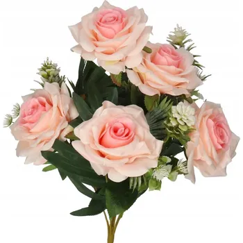 umělá květina RŮŽE V KYTICI UMĚLÉ KVĚTINY JAKO ŽIVÉ 49 CM VELKÁ KYTICE HUSTÁ