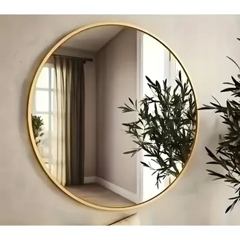Zrcadlo Kulaté Zrcadlo 50 cm ve zlatém rámu, moderní zrcadlo do koupelny, obývacího pokoje
