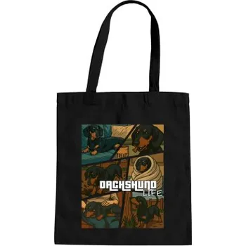 Žertovný předmět Dachshund life - Život jezevčíka - taška s potiskem- Tričkový.cz
