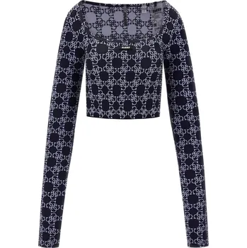 Dámské Tričko s dlouhým rukávem GUESS DELLA CROP LS TOP V3BP05ZZ04N-P0FE – Tmavě modrá XS/S