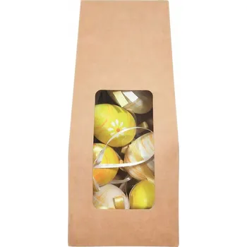 Velikonoční dekorace Vajíčka plastová žlutá na zavěšení 6 cm 6 kusů v papírovém sáčku