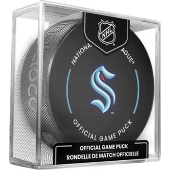 Puk Fanouškovský hokejový puk INGLASCO SEATTLE KRAKEN OFFICIAL GAME PUCK UNI Černá, Světle modrá