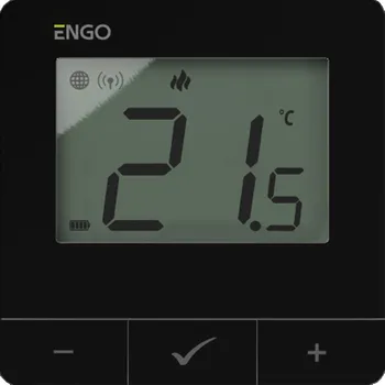 ENGO Controls E25-BATB - Regulátor teploty, bateriový, černý, ZigBee/868MHz, povrchová montáž