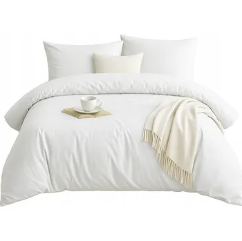 Povlečení Povlečení 160x200 Mikrovlákno + 2 Povlaky na polštáře Sada na zip – bílé