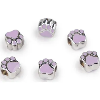 Korálek Plastové korálky s velkým průvlekem tlapka 11x11 mm Varianta: 5 fialová sv., Balení: 6 ks