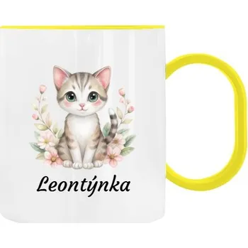 Dětský hrnek plastový s potiskem Kočička s jménem do školky