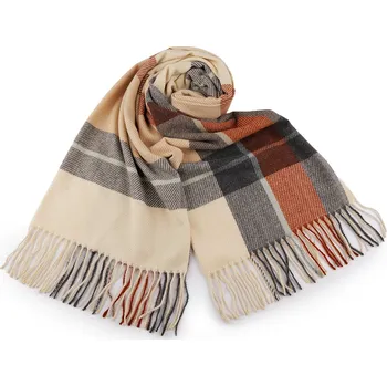 Šála Šátek / šála / pléd s třásněmi 65x175 cm, barva 3 béžová světlá hnědá