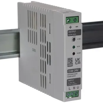 spínaný zdroj RS PRO Spínaný Napájecí zdroj na lištu DIN, počet výstupů: 1, výstup: 24V dc, 650mA, vstupní: 230V ac,15W