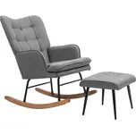 Houpací křeslo HOMCOM s taburetem pro zátěž do 130 kg Houpací křeslo Relaxační křeslo s područkami v lněném vzhledu pro příjemnou relaxaci | Aosom.de