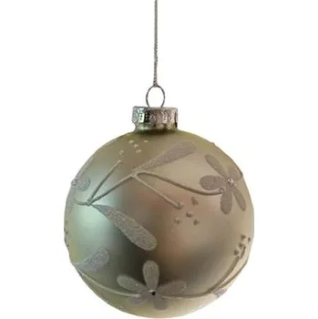 Vánoční dekorace HIGHLIFE Vánoční ozdoba - Koule zelená kytička