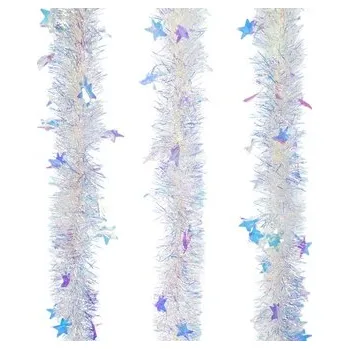 Vánoční dekorace Řetěz s hvězdičkami s duhovým efektem, délka 2 m, set 3 ks