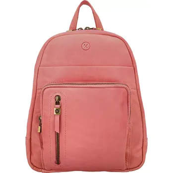 Městský batoh Růžový malý prošivaný batoh z pravé kůže "Racio"
