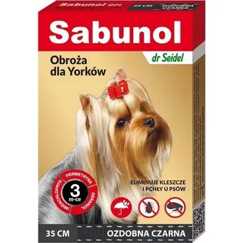 Antiparazitikum pro psa Sabunol obojek proti blechám a klíšťatům pro psa jorkšíra, černý, 35 cm