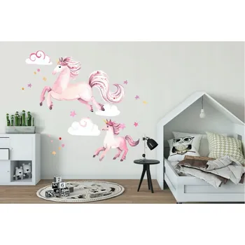 Samolepící dekorace Pohádková nálepka na zeď kouzelné jednorožce 80 x 160 cm