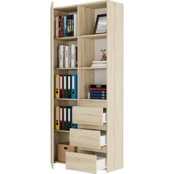 Knihovna Kancelářský regál se šuplíky MODERN B-80-S3 - různé barevné verze sonoma