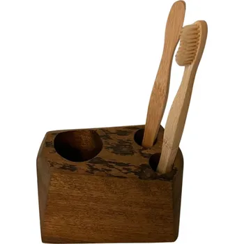 Držák na kartáček Dřevěný stojan na zubní kartáčky 11 x 13 cm