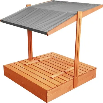 Pískoviště Zavíratelné pískoviště s lavičkami a stříškou šedé barvy 120 x 120 cm