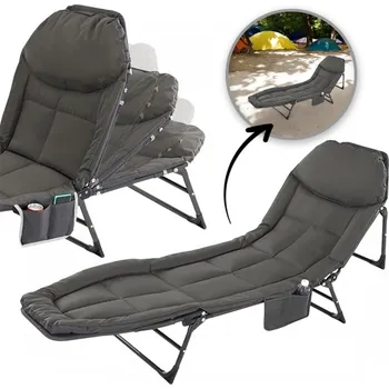 Zahradní lehátko Skládací turistické lehátko 200 × 64 cm s kapsou