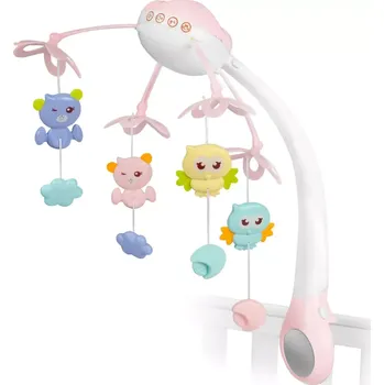 Kolotoč nad postýlku Dětský hudební kolotoč s projektorem Růžová