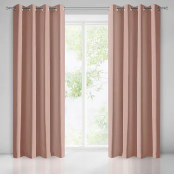 Závěs Růžové zatemňovací závěsy na okna se zavěšením na kruhy 135 x 250 cm