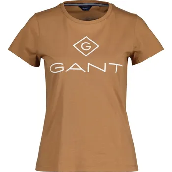 Dámské tričko Dámské Tričko s krátkým rukávem GANT LOCK UP SS T-SHIRT 4200396.210 – Hnědá XL