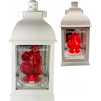 Svíčka BÍLÁ HŘBITOVNÍ SVÍČKA SRDCE PRO BABIČKU A DĚDEČKA DĚDEČKŮ NA HROB SVÍTILNA