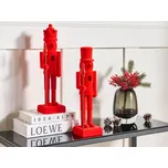 Sada 2 dekorativních figurek červená syntetický materiál se sametovým povrchem ve tvaru louskáčka vánoční dekorace doplňky Beliani