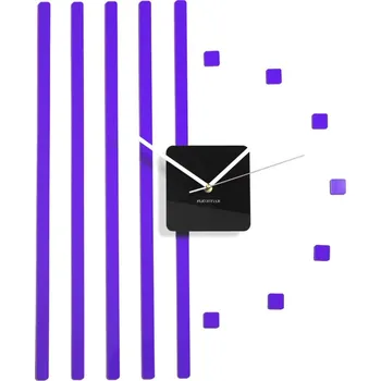 Hodiny Nalepovací nástěnné hodiny do obýváku fialová