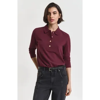 Dámská košile POLOKOŠILE GANT REG LS PIQUE POLO PLUM WINE