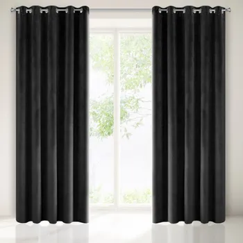 Závěs Stylový černý závěs ze sametu 140 x 250 cm Délka: 250 cm