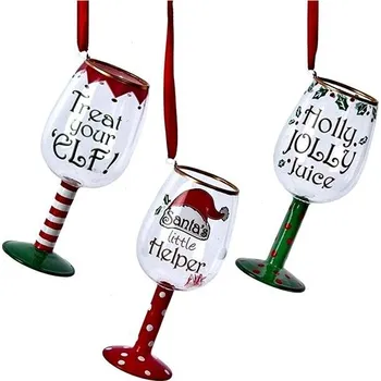 Vánoční dekorace KURT ADLER Vinná sklenka s nápisy