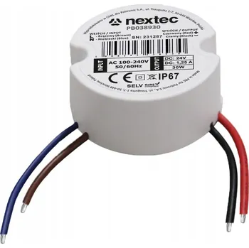 Napájecí zdroj pro osvětlení Napájecí zdroj 24V 30W 1,25A IP67 do krabice, pro LED pásky