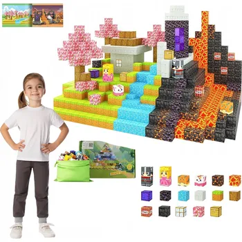 ostatní stavebnice 79 KUSŮ VELKÝCH MAGNETICKÝCH STAVEBNIC, MAGNETICKÉ KOSTKY lesní zámek