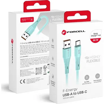 Datový kabel F-ENERGY C342 kabel USB A na typ C QC4.0 3A 66W silikonový 1 m modrý
