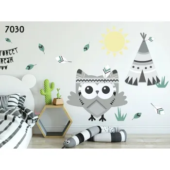Samolepící dekorace Dekorační nálepka na stěnu sova indián 50 x 100 cm