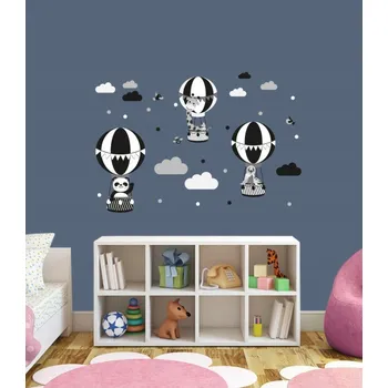 Samolepící dekorace Nálepky na zeď Balónky, zvířátka, obláčky 110x75