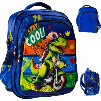 ŠKOLNÍ BATOH 25L DINOSAURUS PEVNÝ, velký, DO ŠKOLY, 3D, FOTBALISTA, MODRÝ
