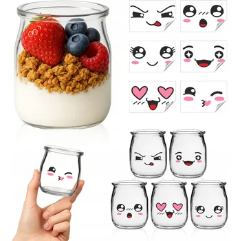 Sklenice 6x Skleničky na dezerty 140 ml Pohárky Nádoby na dezerty omáčky + samolepky