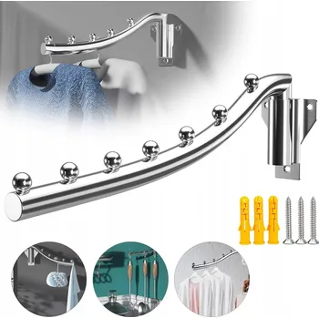 Věšák SKLÁDACÍ VĚŠÁK NA OBLEČENÍ, MONTÁŽ NA ZEĎ, 7 HÁČKŮ, OTOČNÝ O 180°