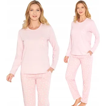 Dámské pyžamo Dámské pyžamo BAVLNA 100% MORELLA Dlouhý rukáv, dlouhé kalhoty, růžové XL