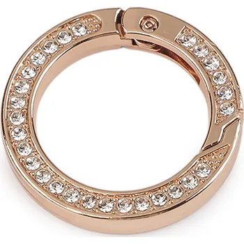 Karabina kulatá s broušenými kamínky Ø24 mm, barva 2 růžové zlato