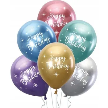 Balónek Balónky k narozeninám 12 palců, mix barev chrom 6 Ks