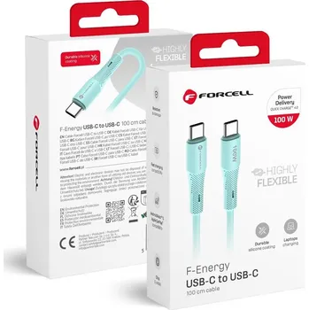 Náhradní díl pro mobilní telefon F-ENERGY C347 kabel typ C na typ C QC4.0 PD 5A 100W silikonový 1 m modrý