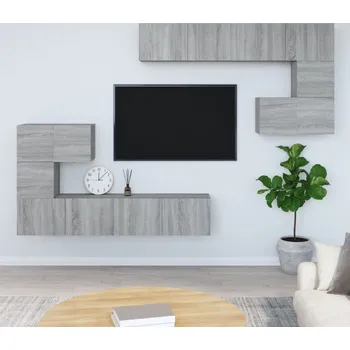 Obývací stěna vidaXL Nástěnná TV skříňka kompozitní dřevo [3114588] Barva: šedá sonoma