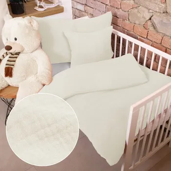 Povlečení Dětské mušelínové povlečení do postýlky Nature MSN-018 Světle vanilkové Do postýlky 100x135 a 40x60 cm