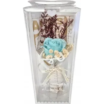 umělá květina STABILIZOVANÁ RŮŽE KYTICE MODRÁ RŮŽE V KRABIČCE DÁREK FLOWER BOX 24 CM