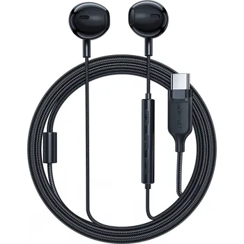 Sluchátka do uší Acefast L2 s USB-C konektorem, mikrofonem a dálkovým ovládáním 1,2 m - černá
