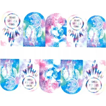 Lapač snů Samolepky na nehty s akvarelovými vzory, barevný Lapač Snů BN-312