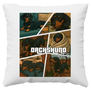 Žertovný předmět Dachshund life - Život jezevčíka - polštář s potiskem- Tričkový.cz